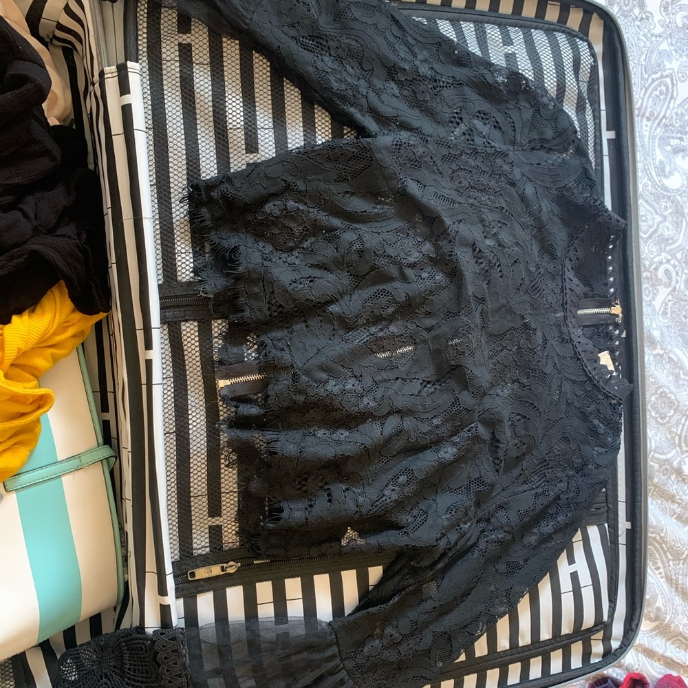 Black lace crop top